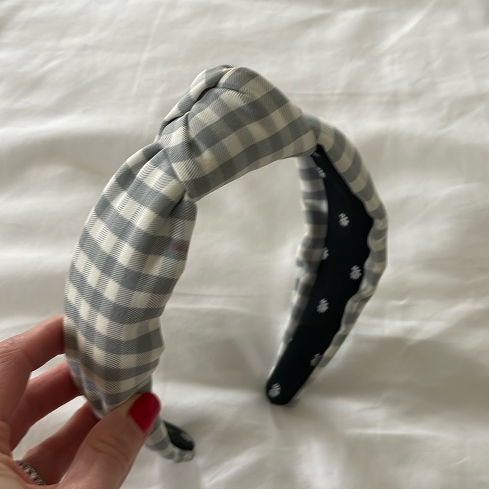 Lele Sadoughi Grey Gingham Headband
